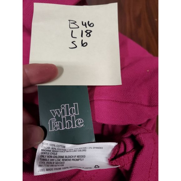 Womens Short Sleeve Boxy Cropped Polo T Shirt Wild Fable Magenta XXL - Picture 7 of 8